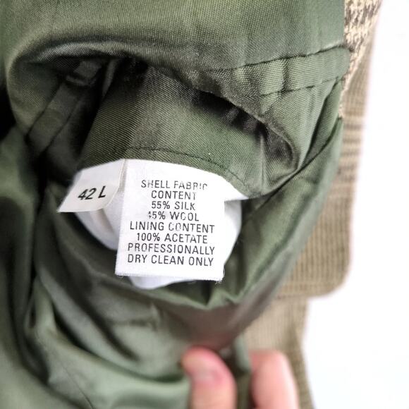 Bill Robin Son Brown Plaid Tweed Blazer Men's 42L Silk Wool Sports Coat Jacket - Picture 5 of 10